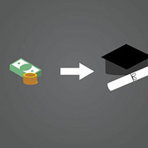 Money with arrow to degree