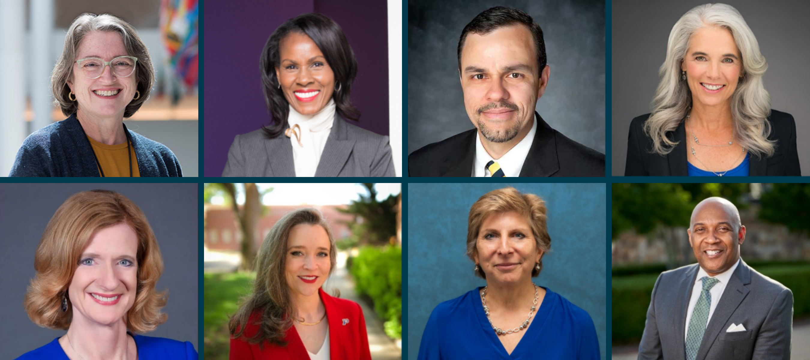 Eight newly elected CHEA board member headshots in a grid pattern. Names listed in article linked.