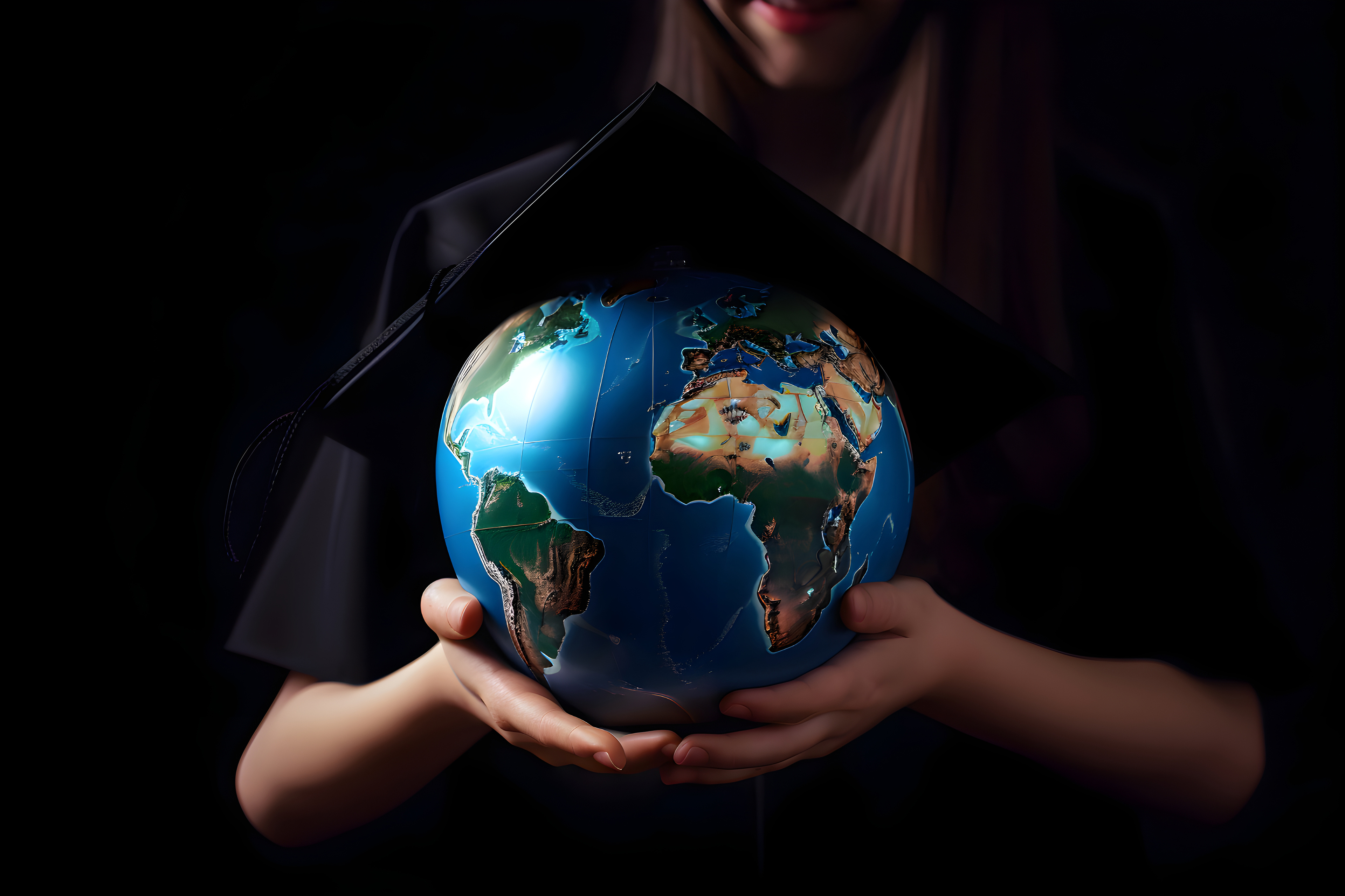 Graduate with globe