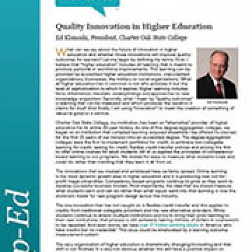 Op Ed: Quality Innovation on Higher Education