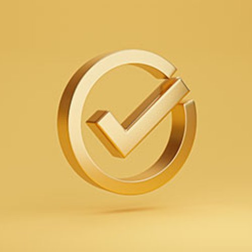 Gold checkmark on gold background