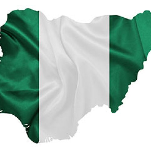 Nigerian flag on country silhouette