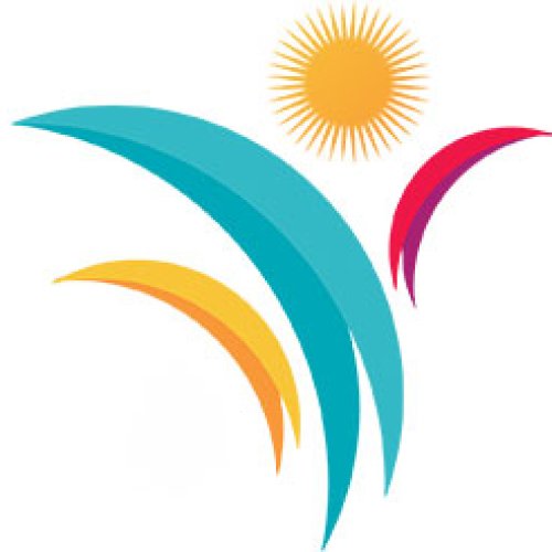 2024 CHEA Conference Logo Yellow sun blue and pink curved lines