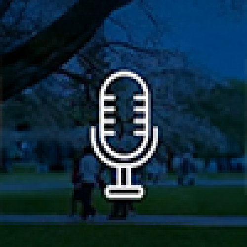 microphone on blue background
