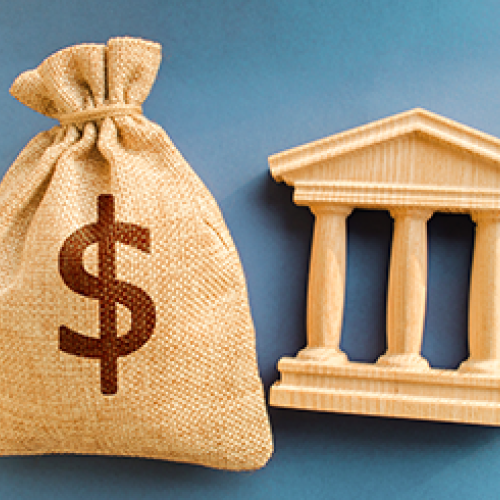 Building with money bag
